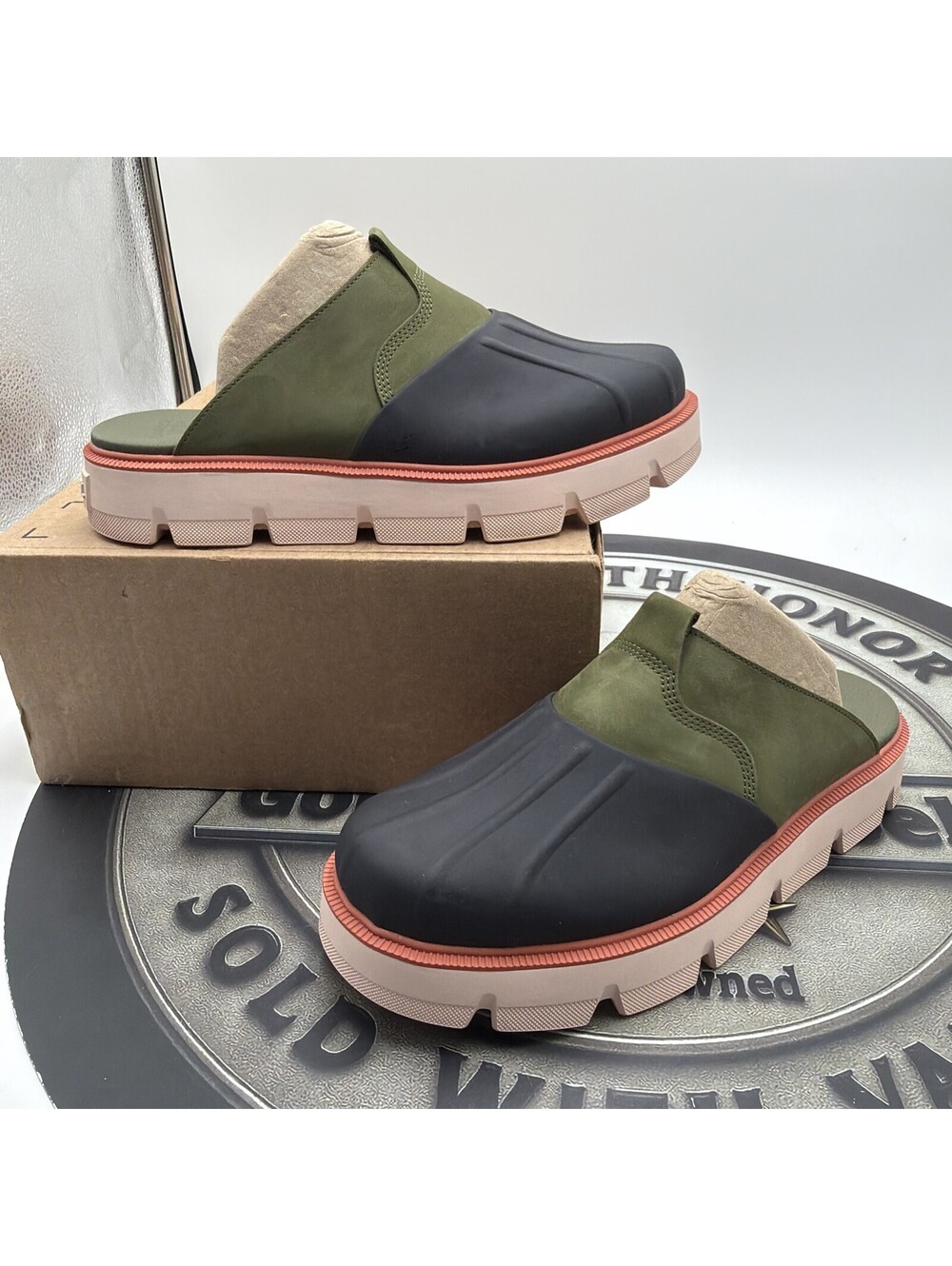 Sorel Waterproof Clogs Rein Lug Sole Women 12 Pink Soles Navy Green Peach No Box